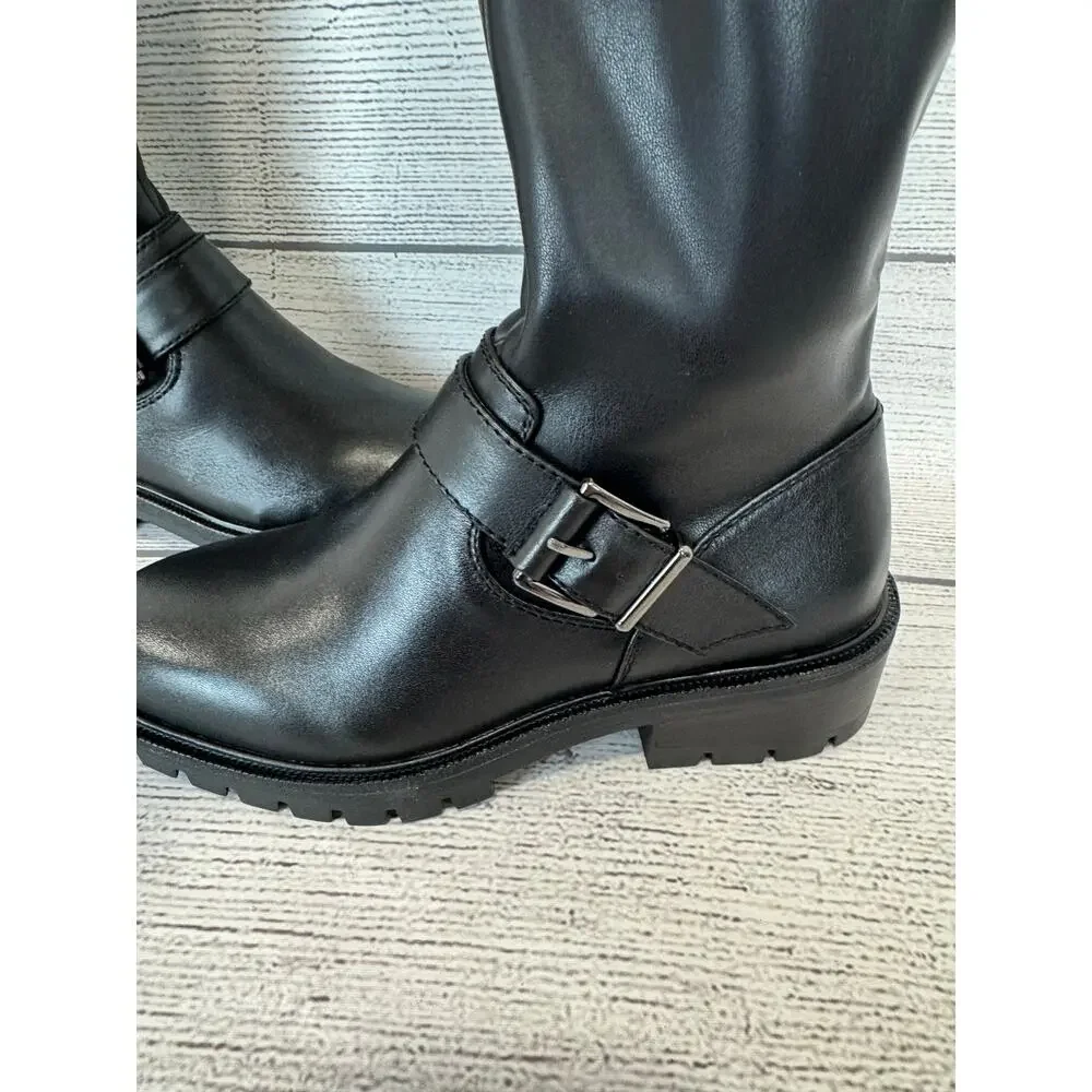 Vince Camuto Women's Black Abrila Lug Over The Knee Boots Size 7 WIDE CALF